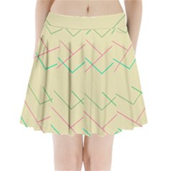 Abstract Yellow Geometric Line Pattern Pleated Mini Skirt