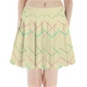 Abstract Yellow Geometric Line Pattern Pleated Mini Skirt View1