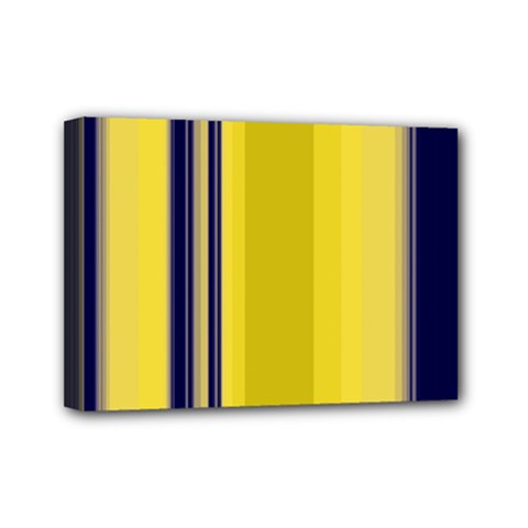 Yellow Blue Background Stripes Mini Canvas 7  X 5 
