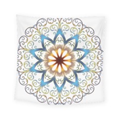Prismatic Flower Floral Star Gold Green Purple Orange Square Tapestry (small) by Alisyart
