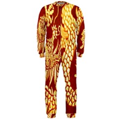 Fabric Pattern Dragon Embroidery Texture Onepiece Jumpsuit (men)  by Simbadda