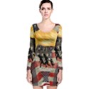 Caution Long Sleeve Velvet Bodycon Dress View1