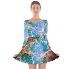 Crab Nebula Long Sleeve Velvet Skater Dress by SpaceShop