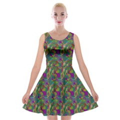 Pattern Abstract Paisley Swirls Velvet Skater Dress by Simbadda