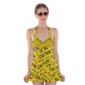 Caution Road Sign Cross Yellow Halter Swimsuit Dress View1