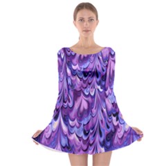 Purple Marble  Long Sleeve Skater Dress