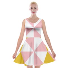 Learning Connection Circle Triangle Pink White Orange Velvet Skater Dress by Alisyart