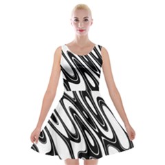 Black And White Wave Abstract Velvet Skater Dress by Amaryn4rt