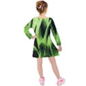 Green Tiger Background Fabric Animal Motifs Kids  Long Sleeve Velvet Dress View2