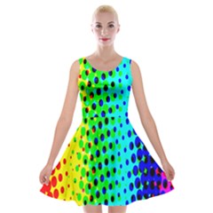Comic Strip Dots Circle Rainbow Velvet Skater Dress by Alisyart