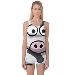 Animals Cow  Face Cute One Piece Boyleg Swimsuit by Alisyart