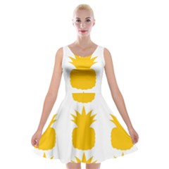 Fruit Pineapple Printable Orange Yellow Velvet Skater Dress by Alisyart