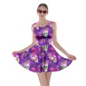 Purple Skull and Flowers Pattern Skater Dress View1