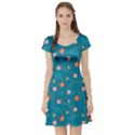 Blue Colorful Space with Cute Rocket Short Sleeve Skater Dress View1