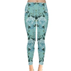 Mint Roses Floral Leggings 