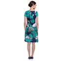 Teal Floral Short Sleeve Front Wrap Dress View2