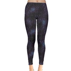 Blue Pattern Constellations Of Hearts On Night Women s Leggings