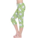 Green Happy Hippo with Friendly Bird Pattern Capri Leggings View3