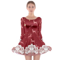 Xmas Red Lace Long Sleeve Skater Dress