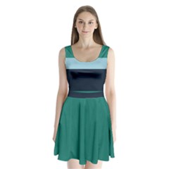 Green Stripes Split Back Mini Dress  by CoolDesigns