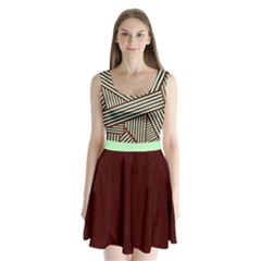 Brown Mint Stripes Split Back Mini Dress  by CoolDesigns