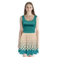 Turquoise Triangle Split Back Mini Dress  by CoolDesigns
