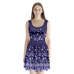 Dark Purple Floral Split Back Mini Dress  by CoolDesigns