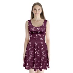 Wine Snow Split Back Mini Dress 