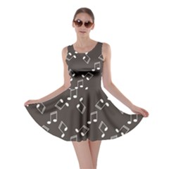 Black Music Elements Notes Web Flat Design Gray Pattern Skater Dress
