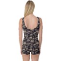 Black Grunge Pattern with Skulls Illustration Boyleg One Piece Swimsuit View2