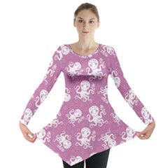 Purple Cute Octopus Stylish Design Long Sleeve Tunic Top by CoolDesigns