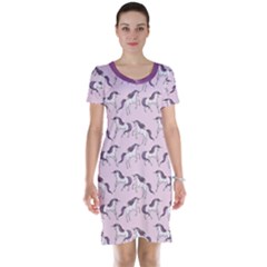Purple Unicorn Seamless Short Sleeve Nightdress by CoolDesigns