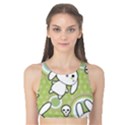Green Pattern with Doodle Kawaii Tank Bikini Top View1
