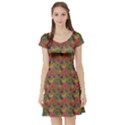 Brown Dinosaur Tileable Pattern Short Sleeve Skater Dress View1