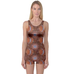 Brown Composition With Sun And Moon Women s One Piece Swimsuit by CoolDesigns