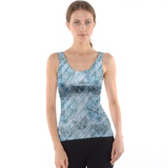 Blue Pink Diagonal Grunge Striped Translucent Pattern With Butterflies Tank Top by CoolDesigns