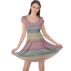 Pink Colorful Rainbow Chevron Pattern Cap Sleeve Dress