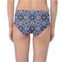 Blue Traditional Morocco Pattern Mid Waist Bikini Bottom View2