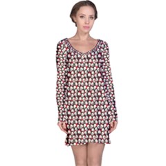 Brown Pattern With Skulls And Blood Drops Long Sleeve Nightdress