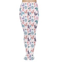 Colorful Pastel Floral Pattern With Butterflies And Flowers Tights by CoolDesigns
