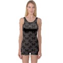 Black Butterfly Web Flat Design Gray Pattern Boyleg One Piece Swimsuit View1