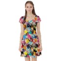 Colorful Pattern Grunge Fingerprints Pattern Short Sleeve Skater Dress View1