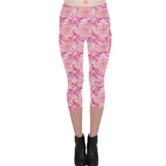 Pink Pink Modern Colorful Floral Pattern Resembling Capri Leggings