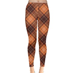 Brown Orange And Brown Cross Pattern Women s Leggings