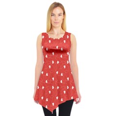 Red Happy Valentines Day Pattern Template Sleeveless Tunic Top by CoolDesigns
