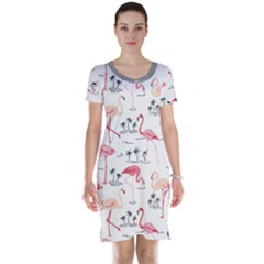 Colorful Flamingo Bird Pattern Short Sleeve Nightdress by CoolDesigns