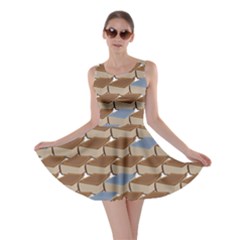 Brown Old Book Pattern Brown And Grey Books Skater Dress