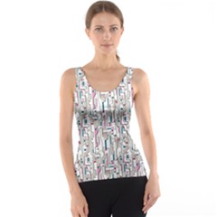 Gray Pink Blue Gray And Purple Abstract Pattern Tank Top by CoolDesigns