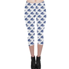 Blue Blue Yachts Or Sailboat Pattern Capri Leggings