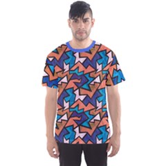 Blue Funky Maze Texture With Grunge Effect Men s Sport Mesh Tee